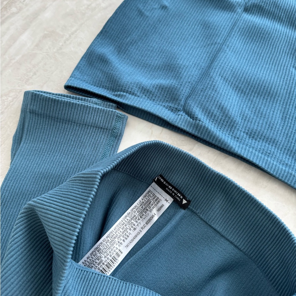 ZARA Lounge Ribbed Set - Blue - Picture 5 of 6